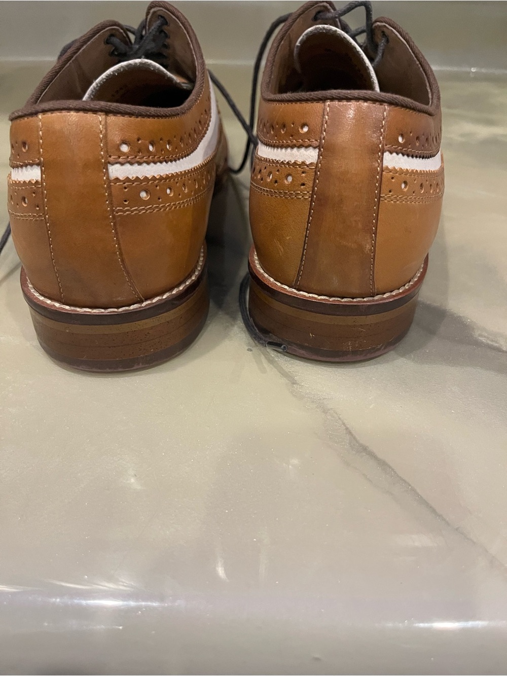 Johnston & Murphy Brown and White Leather Wingtip Oxfords - Picture 2 of 4